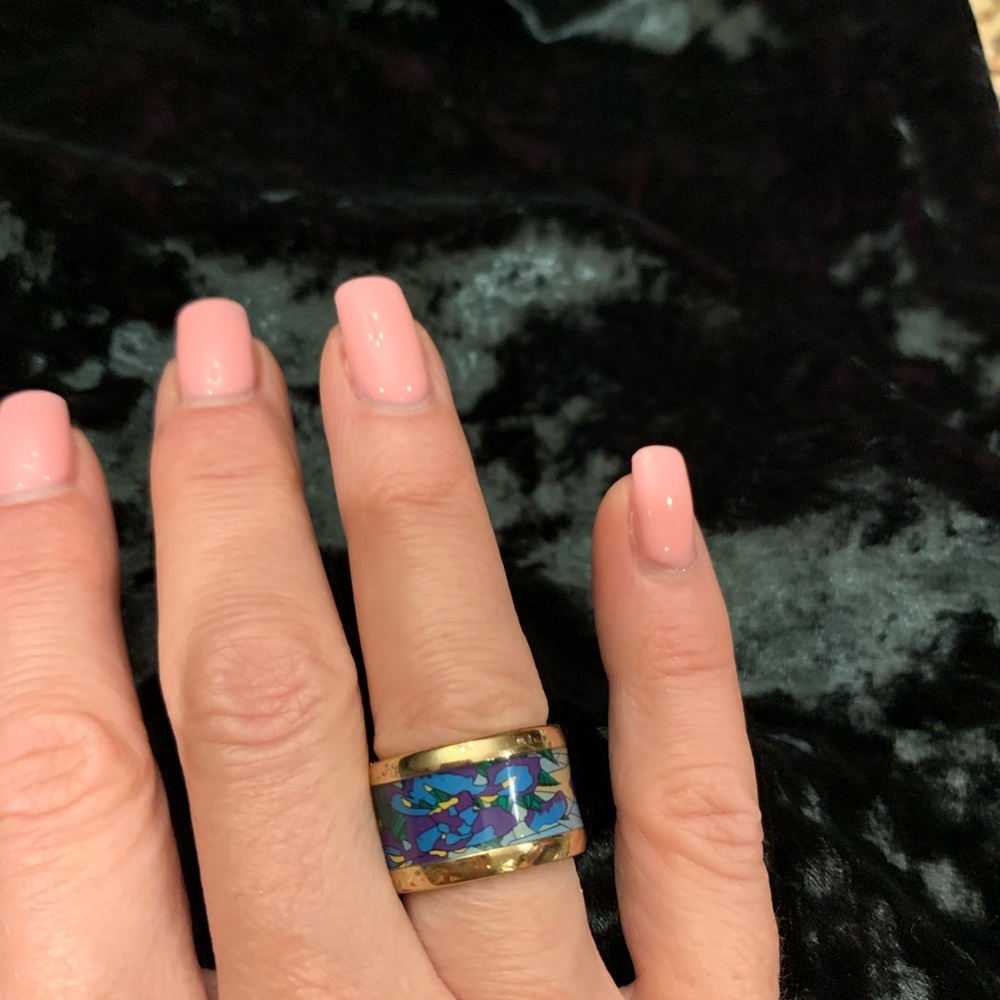 band ring with multi color inlay